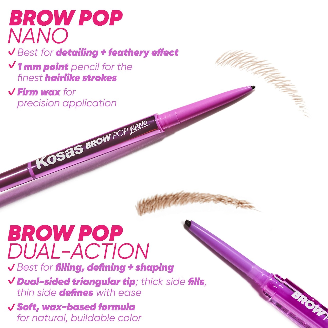 Kosas Brow Pop Nano Ultra-Fine Detailing + Feathering Eyebrow Pencil Color: Medium Brown - Image 5