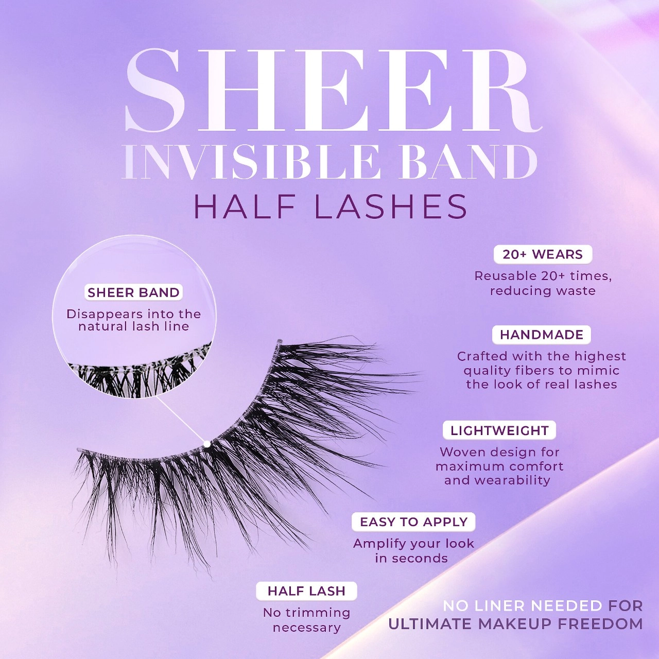 Lilly Lashes Sheer Band False Eyelashes Color: Enticing - Half Lash - Image 9