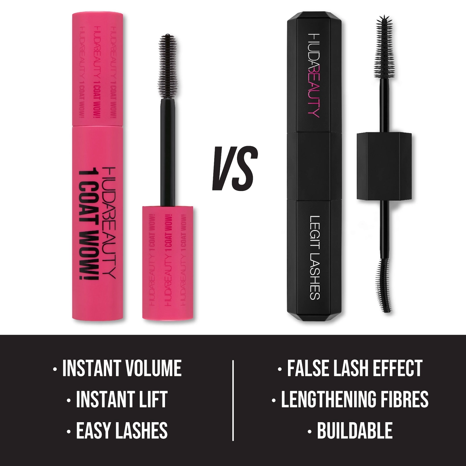HUDA BEAUTY 1 Coat WOW! Extra Volumizing and Lifting Mascara - Very Vanta - Extreme Black - Image 9
