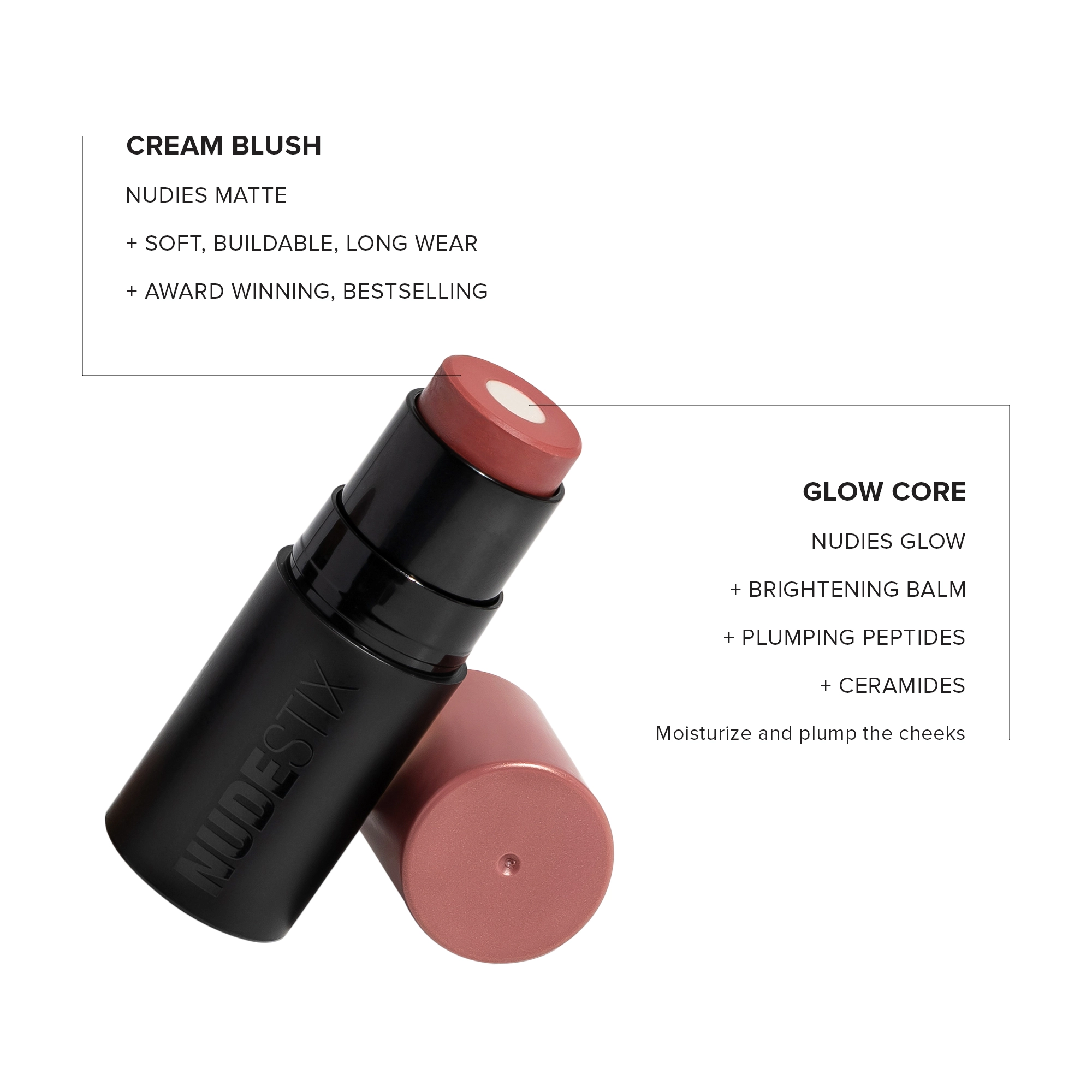 NUDESTIX Nudies Matte + Glow Core All Over Face Plumping Peptide Blush - Rose Glow - Image 3