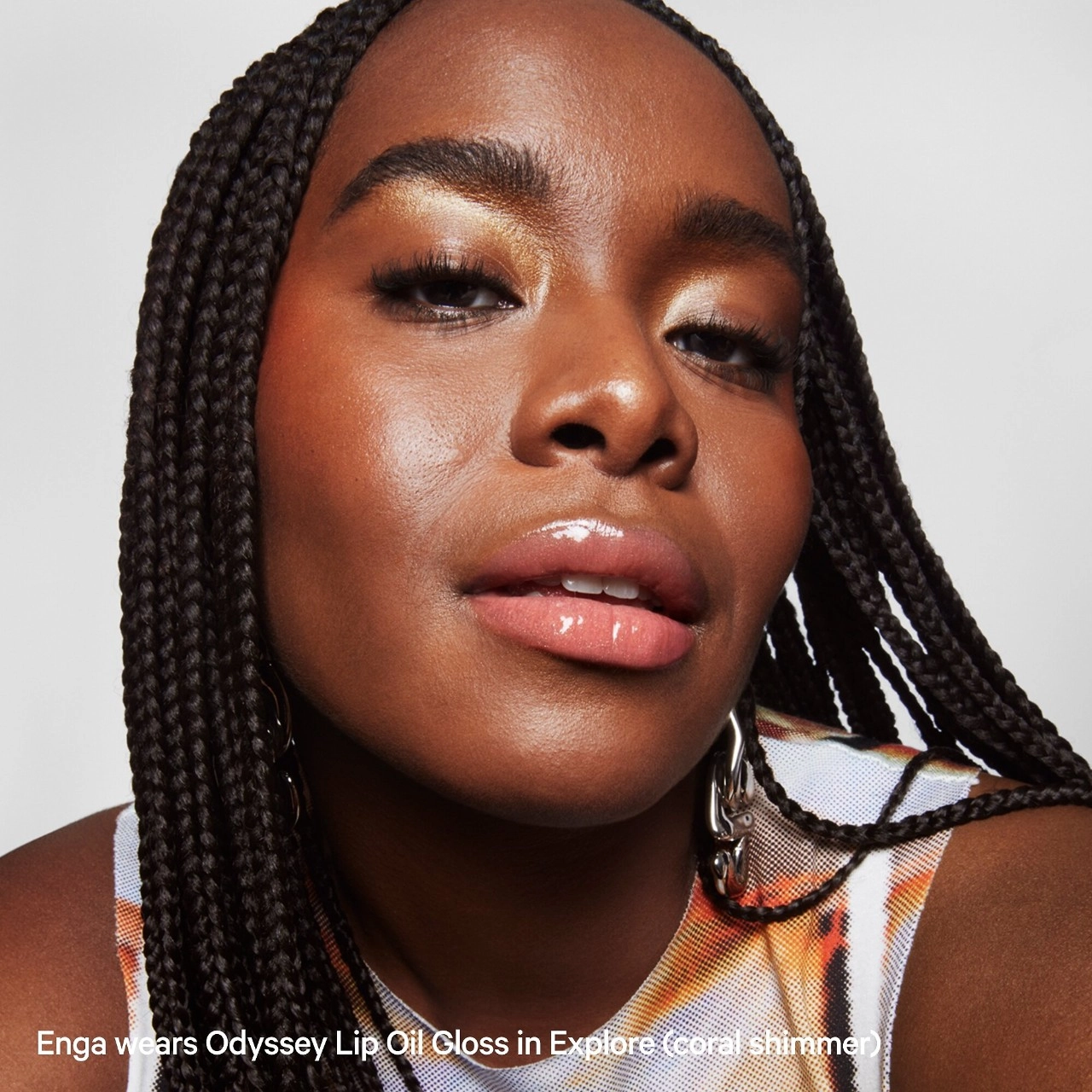 MILK MAKEUP Odyssey Hydrating Non-Sticky Lip Oil Gloss - Explore Coral Shimmer - Image 4