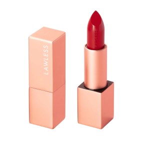 LAWLESS Forget the Filler Lip-Plumping Line-Smoothing Satin Cream Lipstick in Who's That Lady - Classic True Red