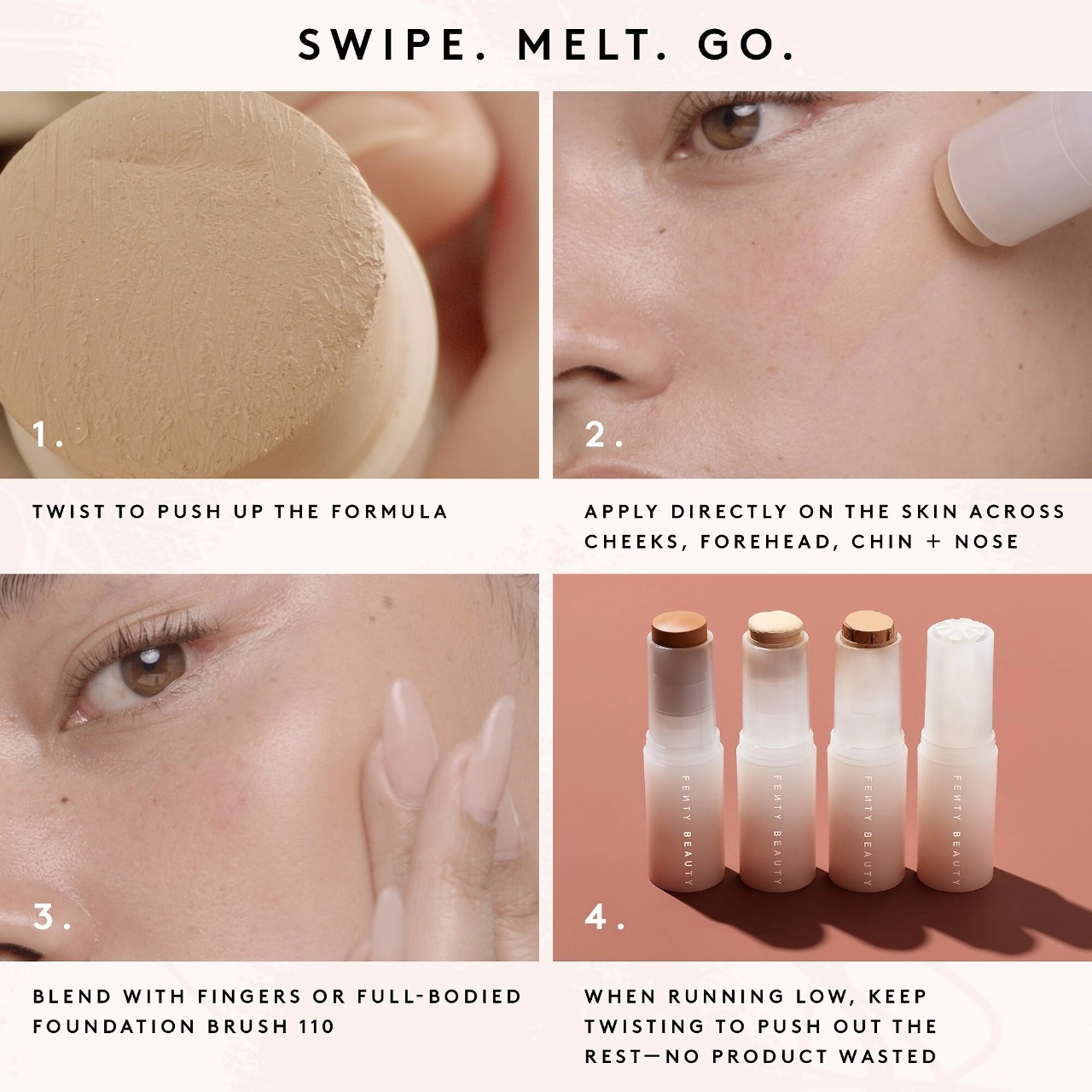 Fenty Beauty by Rihanna Eaze Drop Stick Blur + Smooth Tint Stick Foundation Color 9 - Medium with Neutral Undertones - Image 6
