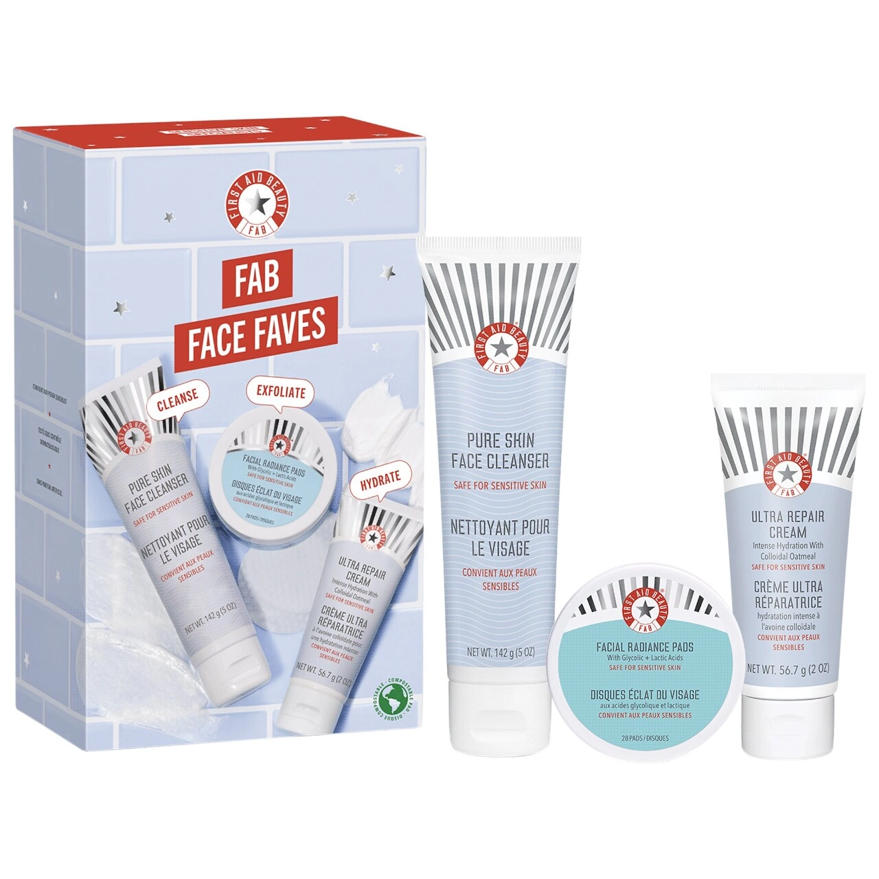 First Aid Beauty FAB Face Faves Kit – Cleanse, Exfoliate + Hydrate