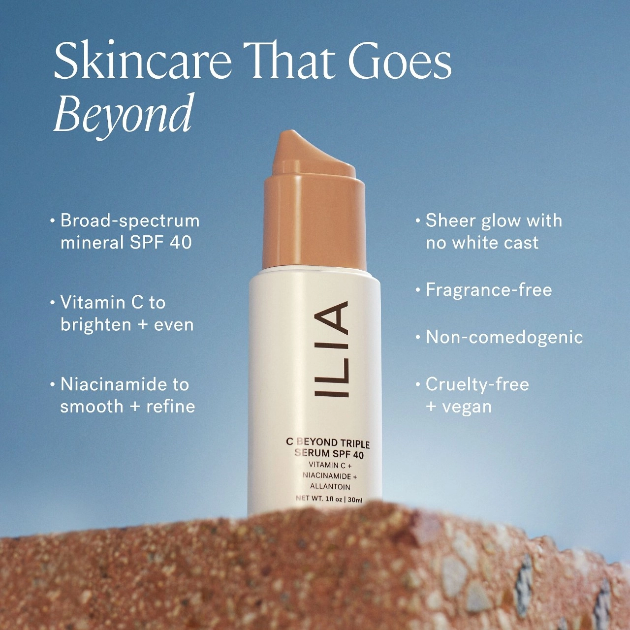 ILIA C Beyond Triple Serum SPF 40 Mineral Sunscreen with Vitamin C 10% + Niacinamide - Translucent Tone 1 - Image 3