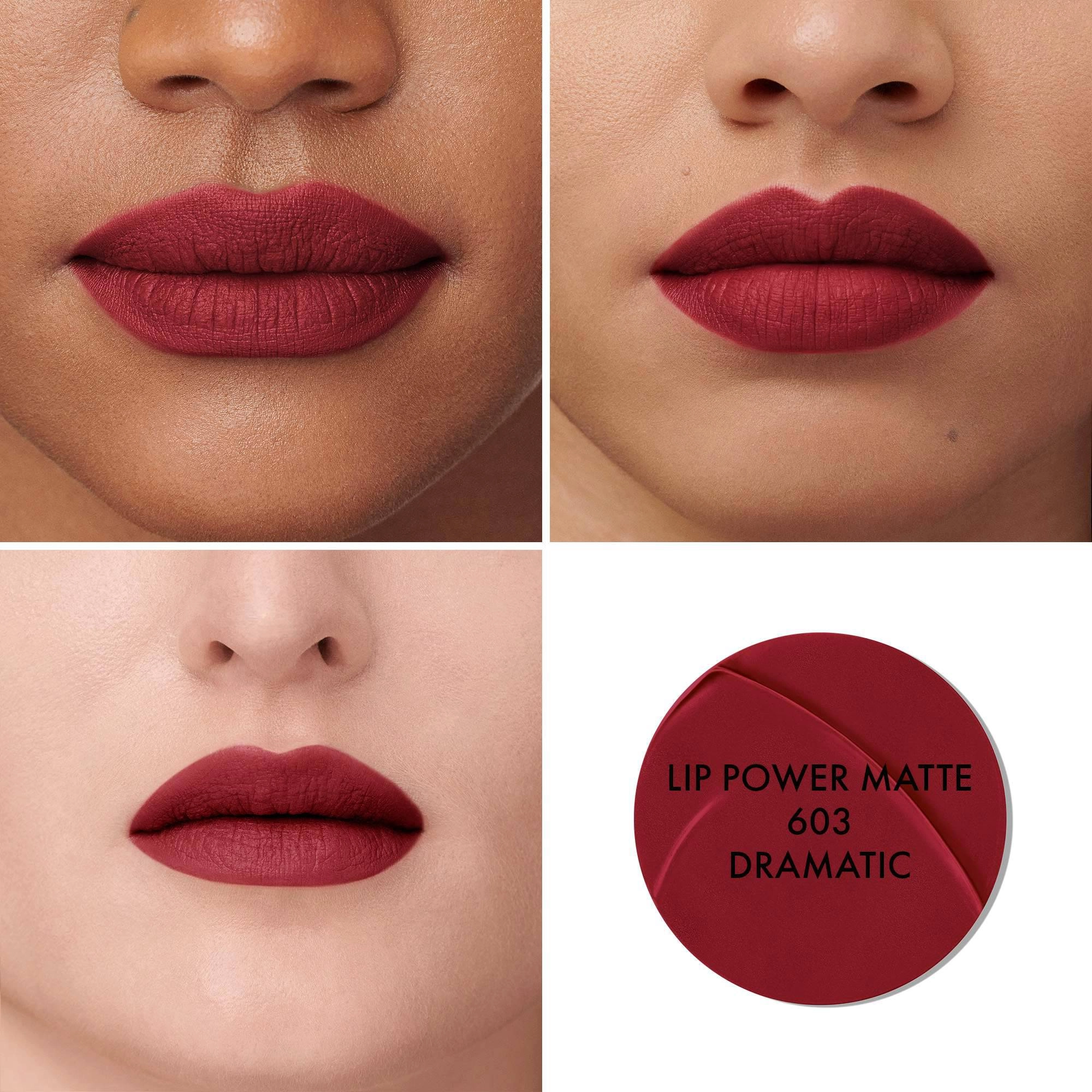 Armani Beauty Lip Power Matte Long Lasting Lipstick 603-Dramatic - Burgundy Stick Formula - Image 6
