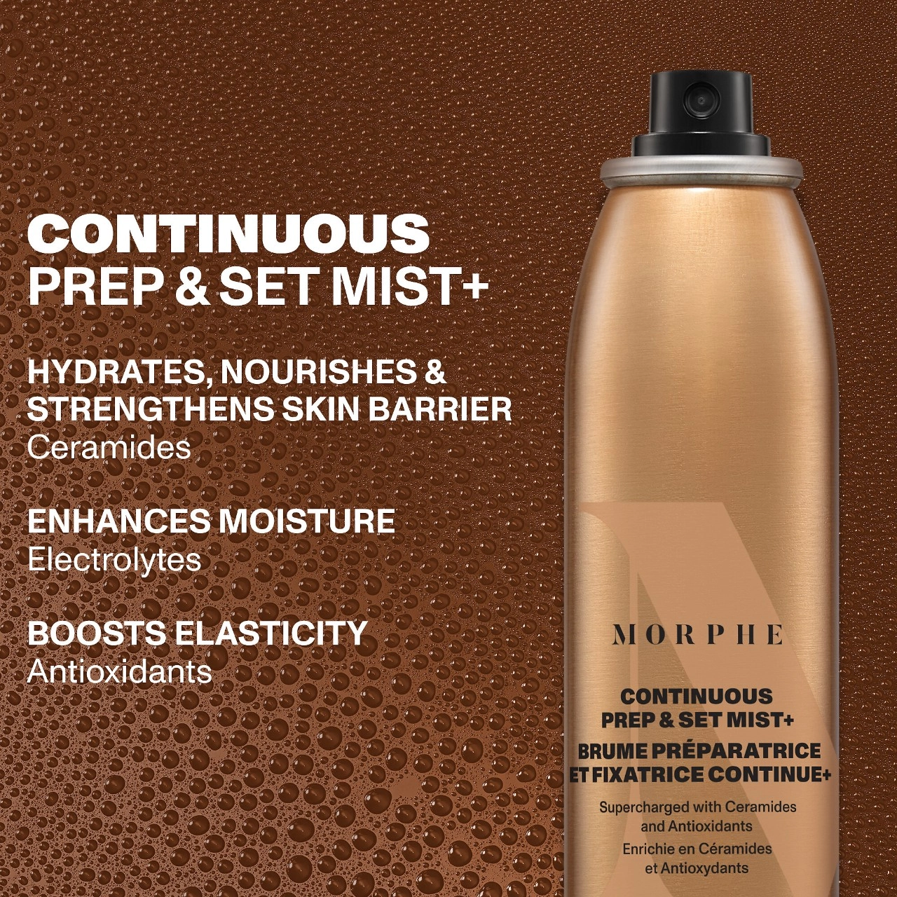 Morphe SuperCharged Continuous Prep & Set Mist with Antioxidants and Ceramides 2.8 oz / 79.4 g Vegan Liquid Formula - Image 5