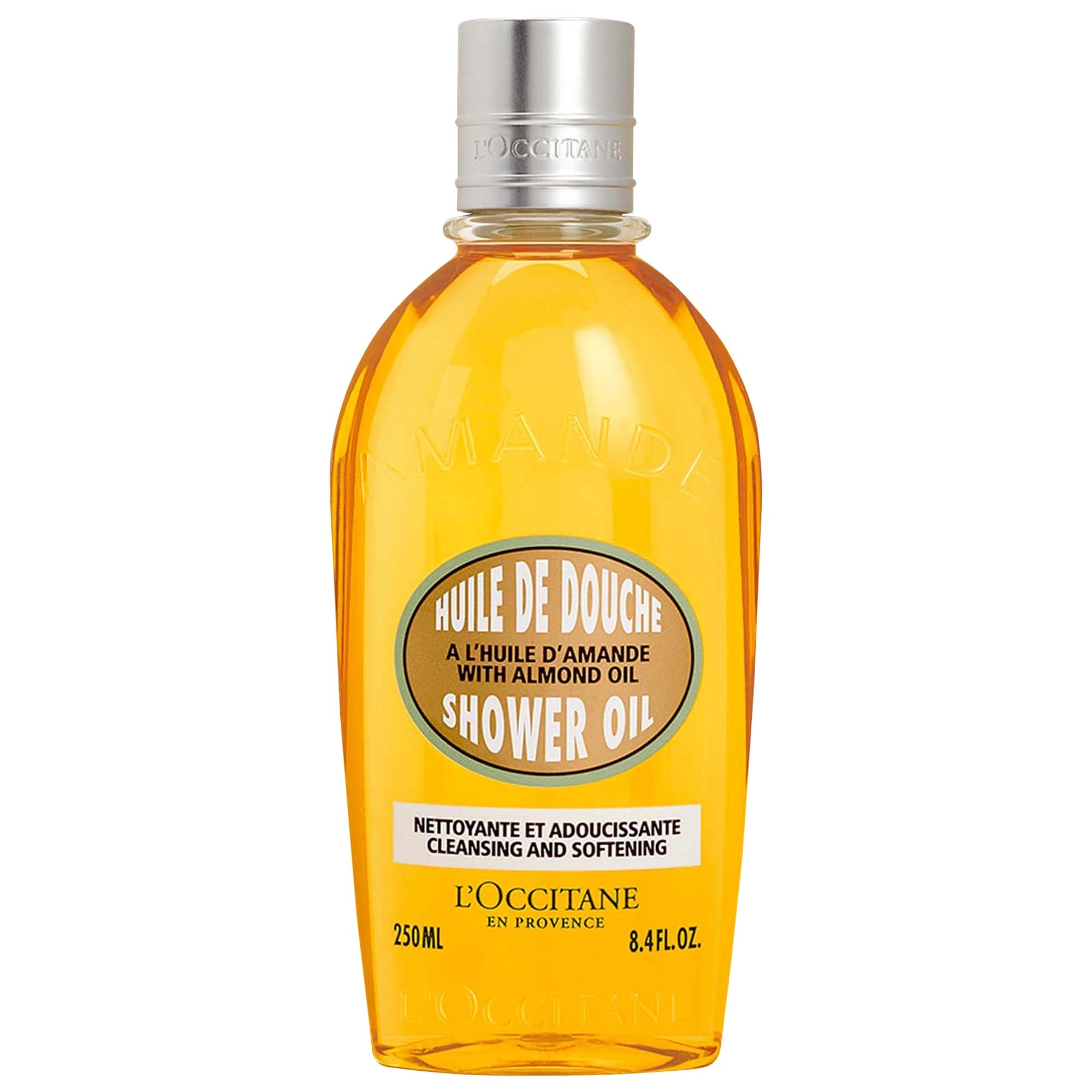 L'Occitane Refillable Shower Oil with Almond Oil, 8.4 oz/250 mL